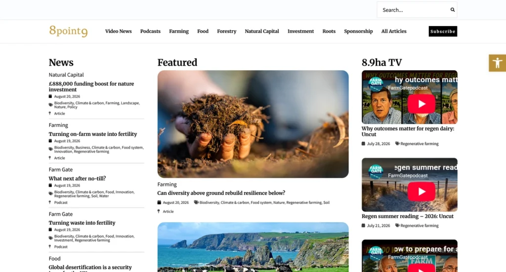 8 Point 9 website homepage
