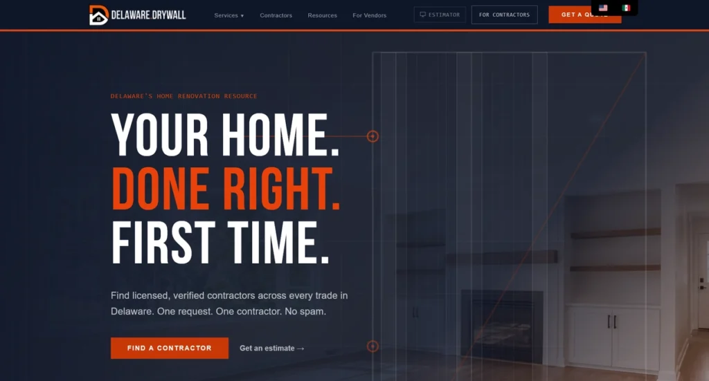Delaware Drywall website homepage
