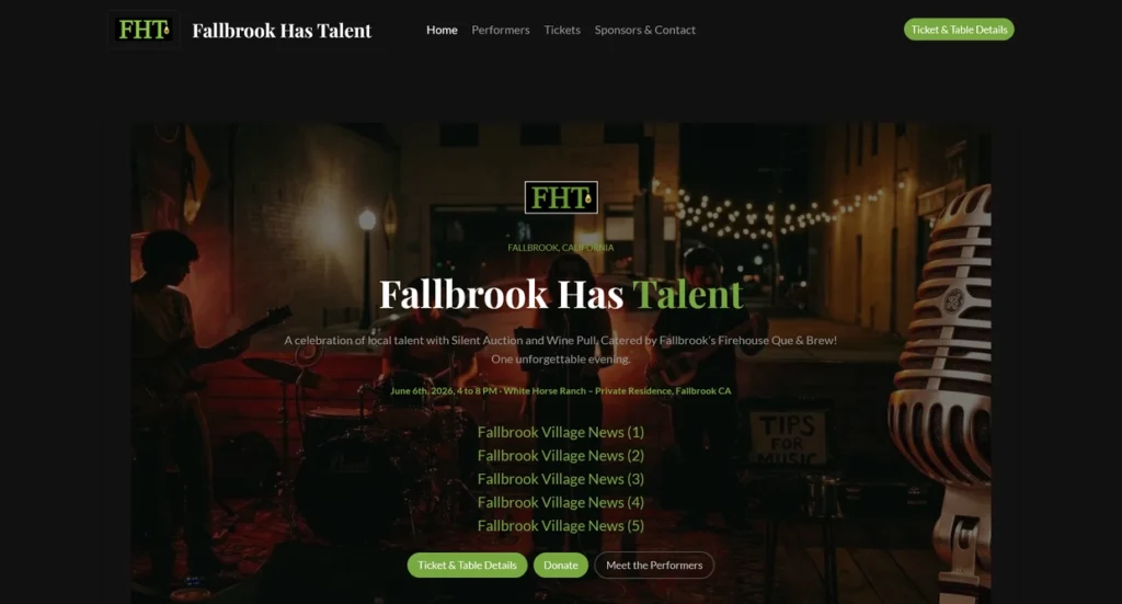 Fallbrook Has Talent website homepage